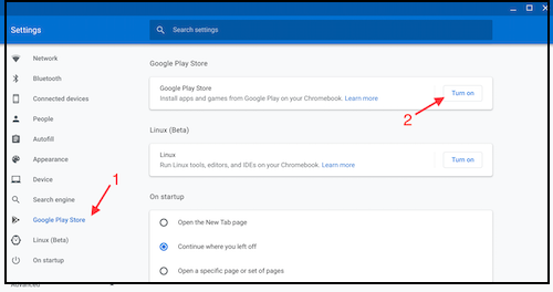 Image of the Chromebook settings